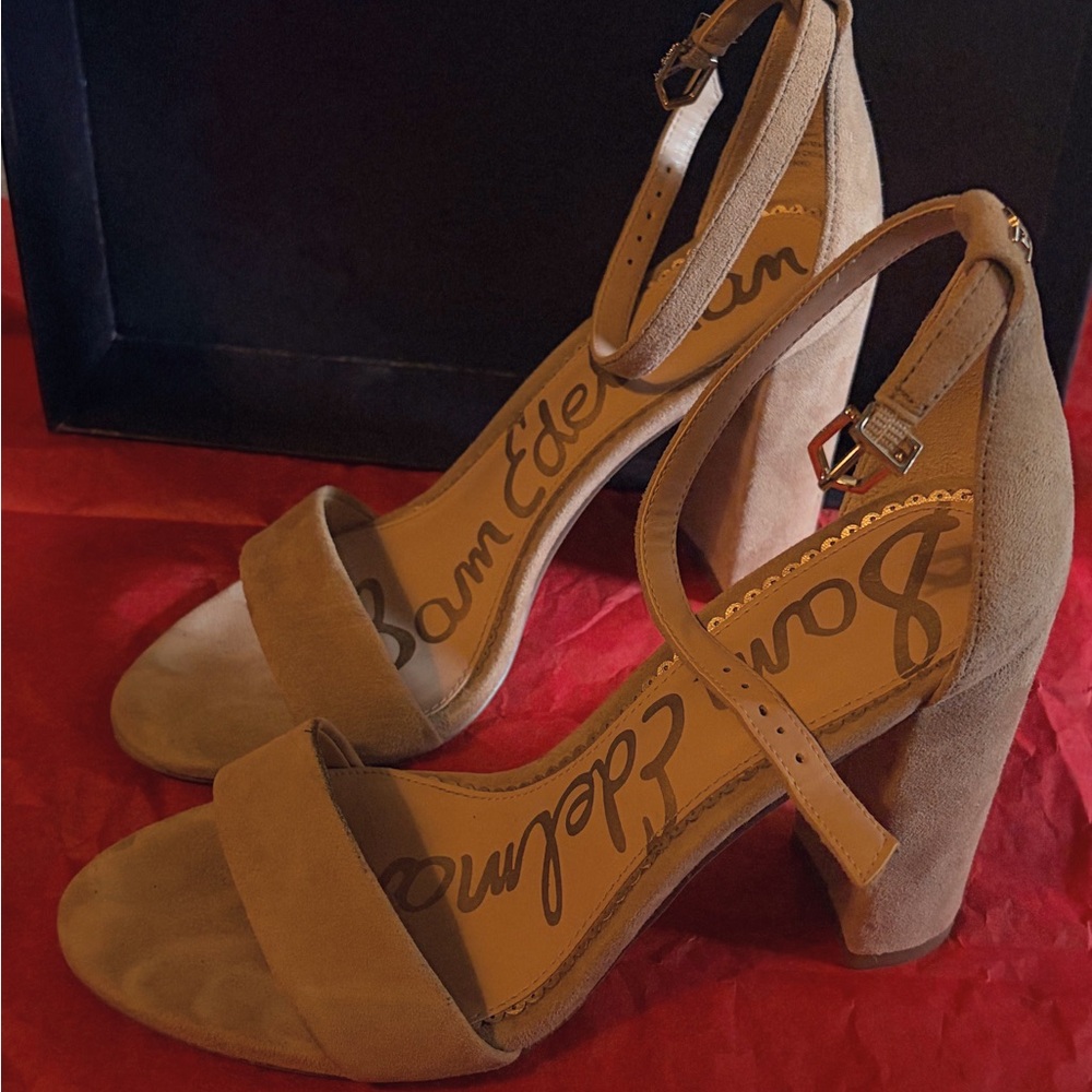 Sam Edelman Camel Suede Block Heels